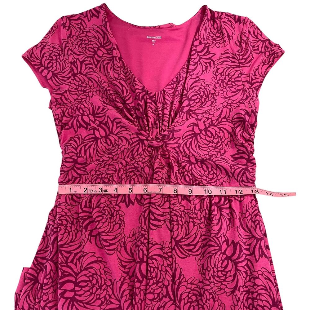 Garnet Hill Floral Knot Front Dress Cotton Stretch Pink Size 2 Travel Vacation - Picture 10 of 13